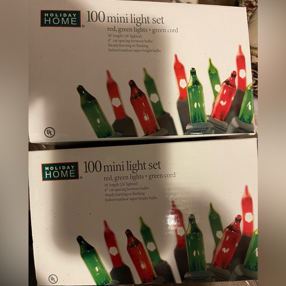 4 pkgs red/green mini lights. NWT